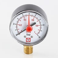 Манометр Valtec, 0-10 бар, 1/4", D50мм, нижнее подкл (радиальное), арт.VT.TM50.D.02
