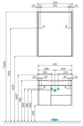 Тумба под раковину AQUATON Беверли 65 1A235301BV010 673x357x519 подвесная, 3 отделения, белый глянец