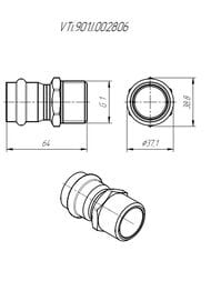 Пресс соединитель VALTEC 28х1"Н, нерж. сталь, VTi.901.I.002806