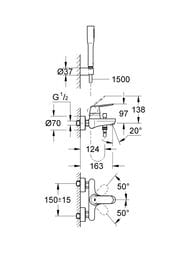 Смеситель Grohe EuroSmart Cosmopolitan 32832000 для ванны/душа однорычажный, с душевым гарнитуром — изображение 3