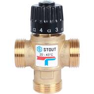 Термостатический смес. клапан STOUT для систем отопления и ГВС 1  НР 20-43°С KV 1,6 м3/ч