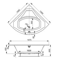 Ванна акриловая VAGNERPLAST VERONELA CORNER 140 (1400х1400х450) угловая, белая VPBA140VEA3X-04