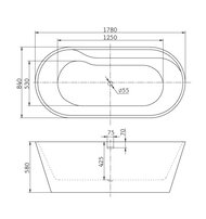 Ванна акриловая BelBagno BB14 (1780х840х580) свободностоящая