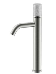 Смеситель для раковины Boheme Stick 122-NB-MR-GR однозахватный, высокий, никель с мраморной ручкой — миниатюра 1