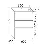 ����� � ��������� Burgbad Lin20 620�902�365 ���������, 3 �����, ����� ������� SGHQ062F5351