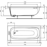 Ванна акриловая Ideal Standard i life 1700х750х450 прямоугольная, без ножек, белая T476001