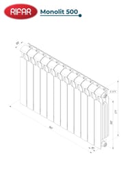 Радиатор биметаллический RIFAR Monolit 500 (577х960х100) 12 секций, 2292Вт, антрацит