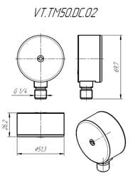 Манометр Valtec, 0-6 бар, 1/4", D50мм, нижнее подключение (радиальная), арт.VT.TM50.DC.02