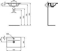 Умывальник Ideal Standard Lux CONNECT AIR 540х380х155 отверстие под смеситель, перелив E029601