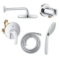 Душевая система Grohe EuroSmart смеситель, верхний душ, душевой гарнитур, хром 124440