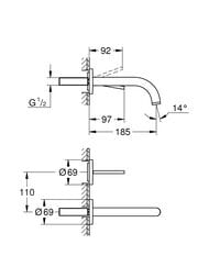 ��������� Grohe Atrio 19287003 ��� ����������� �� 2 ���������, ������� �����, ����