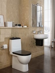 Унитаз компакт Sanita Luxe BEST Comfort (640x340x770) сиденье из дюропласта, микролифт, белый/черный WC.CC/Best/2-DM/BLK.G/S1