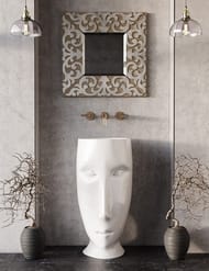 Раковина Kerasan Artwork Moloco 474001 отдельностоящая, без перелива, без отв. под смеситель, белый