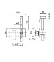 Гигиенический душ Giulini Pablolux FSH22/P однорычажный смеситель, лейка, шланг, цвет: хром