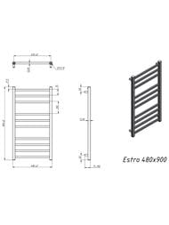GROTA ESTRO Полотенцесушитель "Лесенка" водяной 480x900 черный RAL9005, диаг/ниж. покл. D-1/2" — изображение 5