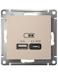 ������� Systeme Electric ATLASDESIGN USB A+�, 45�� (��� ����������), ����: �������� ATN001229