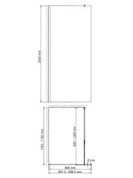 Душевая перегородка WasserKRAFT Rossel (900х2000) прозрачное стекло/профиль алюминий 28W39