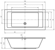 Ванна акриловая RIHO LUSSO 180x90 без гидромассажа, прямоугольная