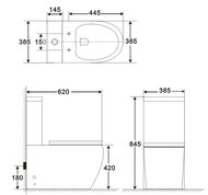 Унитаз-компакт BelBagno Amanda (385х620х845) горизонтальный выпуск, белый BB051CPR+BB051T