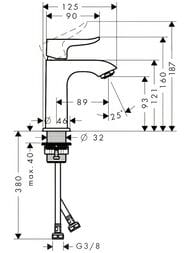 Смеситель Hansgrohe Metris 31186000 для раковины однорычажный, без сливного гарнитура, хром — изображение 3