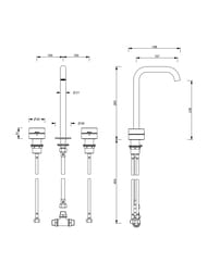 ��������� ��� �������� Fantini Ac/Eclipse �������������, �� 3 ���., Matt Gun Metal PVD 40P5L607W