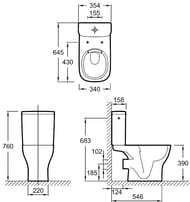 Чаша унитаза-компакт Jacob Delafon STRUKTURA UJX102-00 (640х340) безободковая