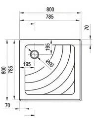 ������� ��������� ������ RAVAK Kaskada Angela 80 EX (800x800x185) ��� ��������� �������, �����