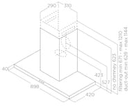 ������� ELICA Thin IX/A/90 LED, 900�420 ��, 1200 �3/�, 277 ��, ����. ����� PRF0144969