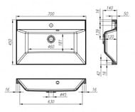Умывальник мебельный BelBagno (700х450х140) искусственный мрамор, белый BB700/450-LV-MR-AST