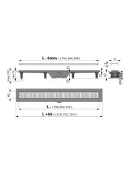 Душевой лоток Alcaplast APZ10-650M SIMPLE L=650мм H=62мм пластиковый, c перфорированной решеткой