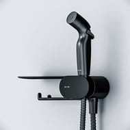 Гигиенический набор AM.PM Like F0202622 шаттаф со смесителем, полка, крючок и держатель, черный
