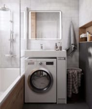 Раковина Aquaton Рейн 80 1A72113KRW010 500x800x138 для стиральной машины, литой мрамор, цвет: белый
