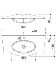 �������� ��� ����� Caprigo ����� 90 (940�460�15) ���������� � ��������, ������ OW15-11013-(G)