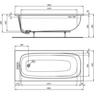 Ванна акриловая Ideal Standard i life 1800х800х450 прямоугольная, без ножек, белая T476201
