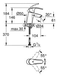 ��������� ��� ����������� Grohe EuroSmart S-Size �������������, ������ ����� 61��, ���� 32467002