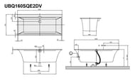 Ванна квариловая Villeroy & Boch SQUARO EDGE 12 (1600х750х450) с ножками, белая UBQ160SQE2DV-01