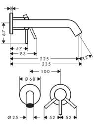 Смеситель Hansgrohe Tecturis S для умывальника встраиваемый, излив 225 см, хром 73351000 — изображение 3