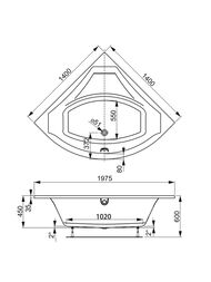 Ванна акриловая VAGNERPLAST VERONELA CORNER 140 (1400х1400х450) угловая, белая VPBA140VEA3X-04