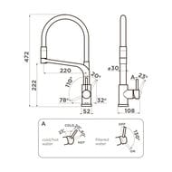 Смеситель для мойки Omoikiri Sinto 2 Plus-SB-GB-BL графит/черный, кран для фитр.воды 4994377