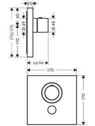 Смеситель Axor ShowerSelect 36716000 Highflow для душа, встраиваемый, термостат, 2 потребителя, хро — изображение 2