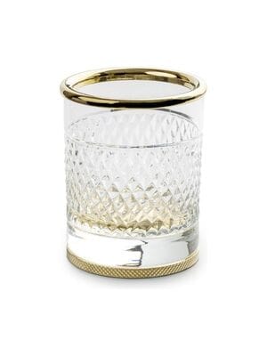 Стакан для зубных щеток Boheme Aura 10252-G настольный, стекло прозрачное, цвет: золото