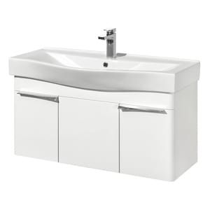 #%Тумба под раковину AQUATON Беверли 100 1A236701BV010 966x357x455 подвесная, 1 ящик, 2 дверцы, белый глянец