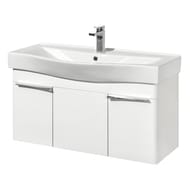 Тумба под раковину AQUATON Беверли 100 1A236701BV010 966x357x455 подвесная, 1 ящик, 2 дверцы, белый глянец