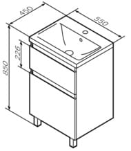 Тумба под раковину AM.PM X-Joy (550х850х450) напольная, 2 ящика, белый глянец M85AFSX0552WG