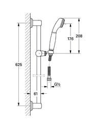 Душевой гарнитур Grohe Sinfonia ручной душ, штанга 600 мм, шланг 1500 мм, цвет: хром 28975000 — изображение 3