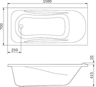 Ванна акриловая AM.PM Sense New 150x70х42 A0 белая арт.W76А-150-070W-A