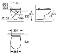 Унитаз Grohe Bau Ceramic 39351000 подвесной (368х420х531) безободковый, с сиденьем с микролифтом