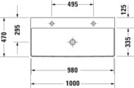 Умывальник Duravit DuraSquare 1000х470 шлифов., 2 отверстия под смесители, без перелива 2353100072