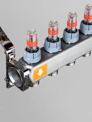 Коллекторная группа VALTEC  3 выхода, 1"х3/4" с расходомерами, нержавеющая сталь VTc.579.EMNX.0603