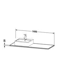 ���������� Duravit XSquare 1400�550�20 1 ����� �����, ������ ������, ������. ����  XS061GL7777
